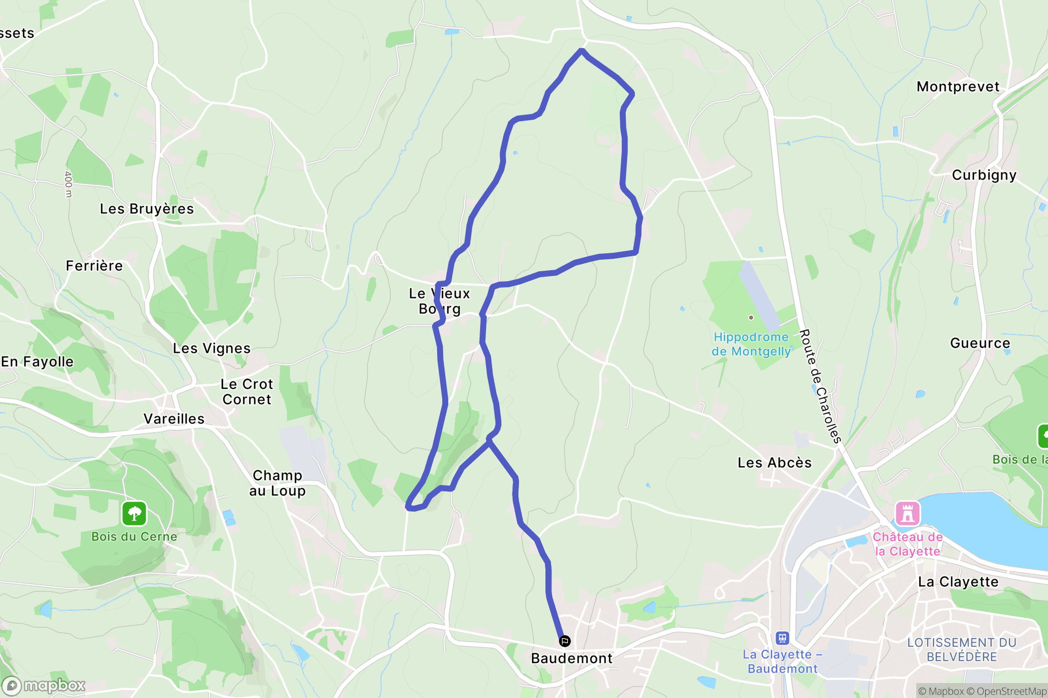 Baudemont : carte du parcours de randonnée - France