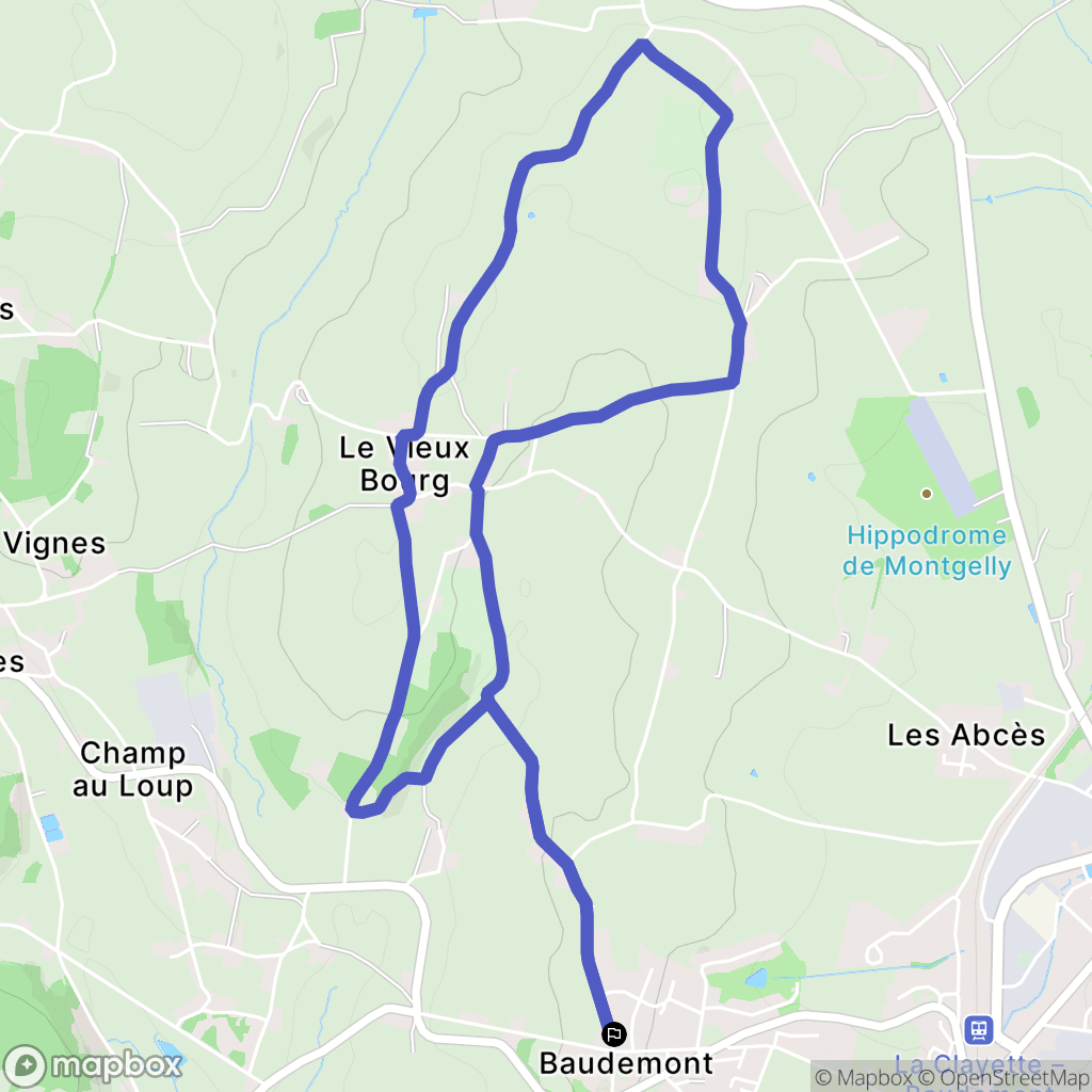 Baudemont : carte du parcours de randonnée - France