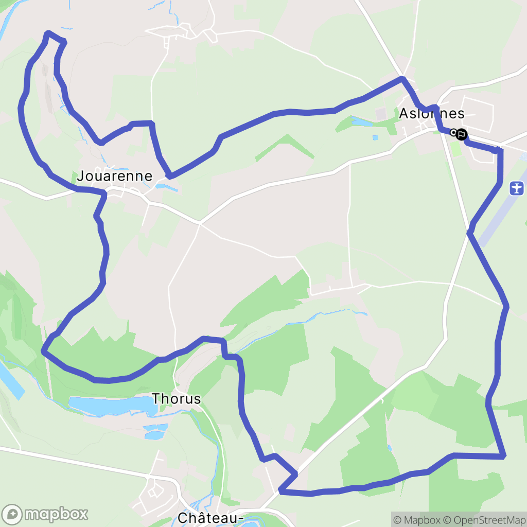 Aslonnes : carte du parcours de randonnée - France