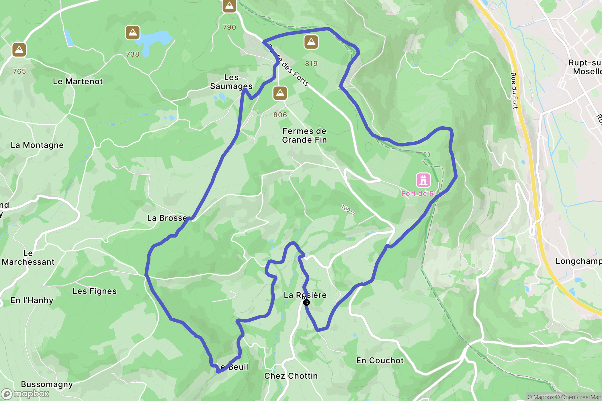 La Rosière : carte du parcours de randonnée - France