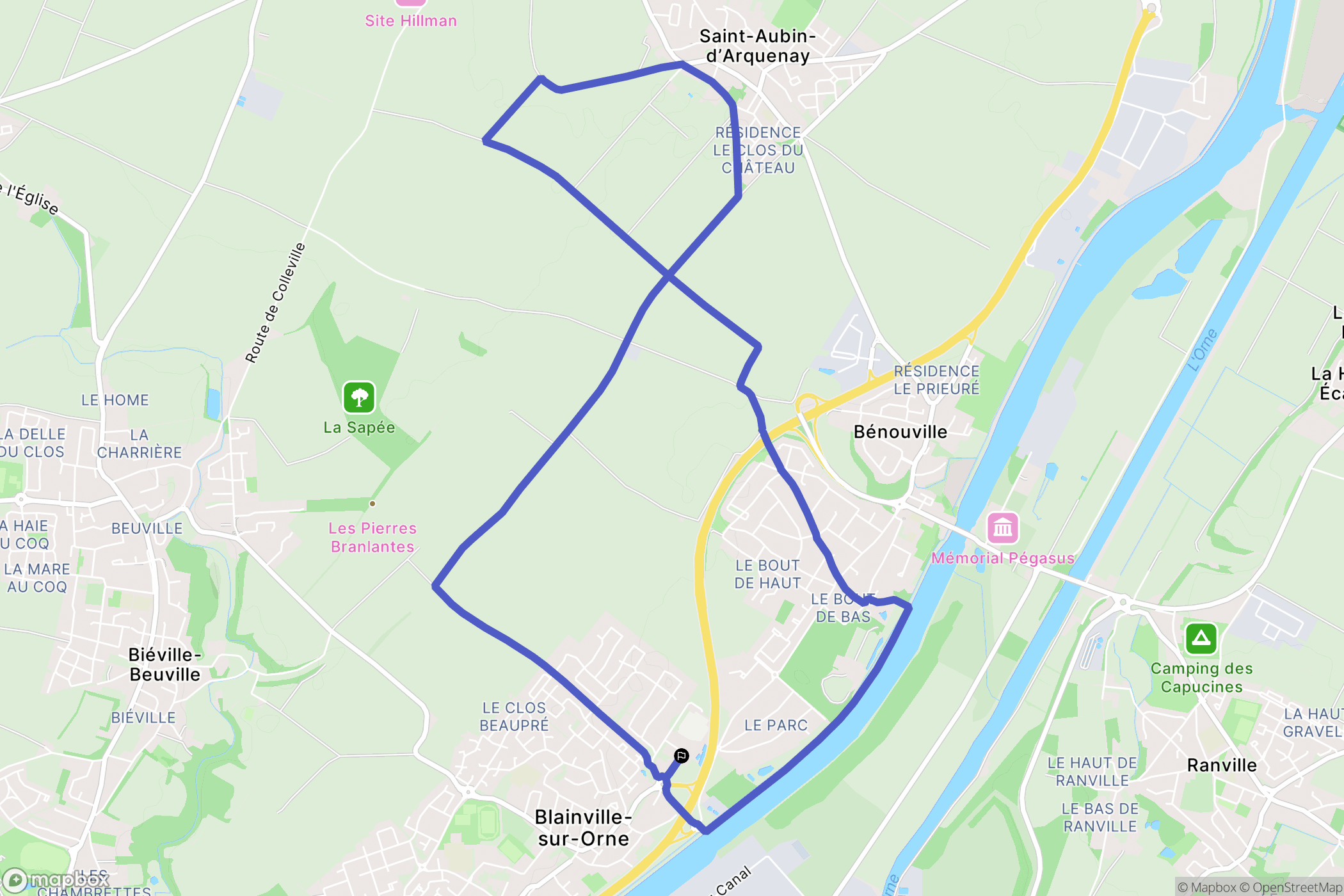 Blainville-sur-Orne : carte du parcours de randonnée - France