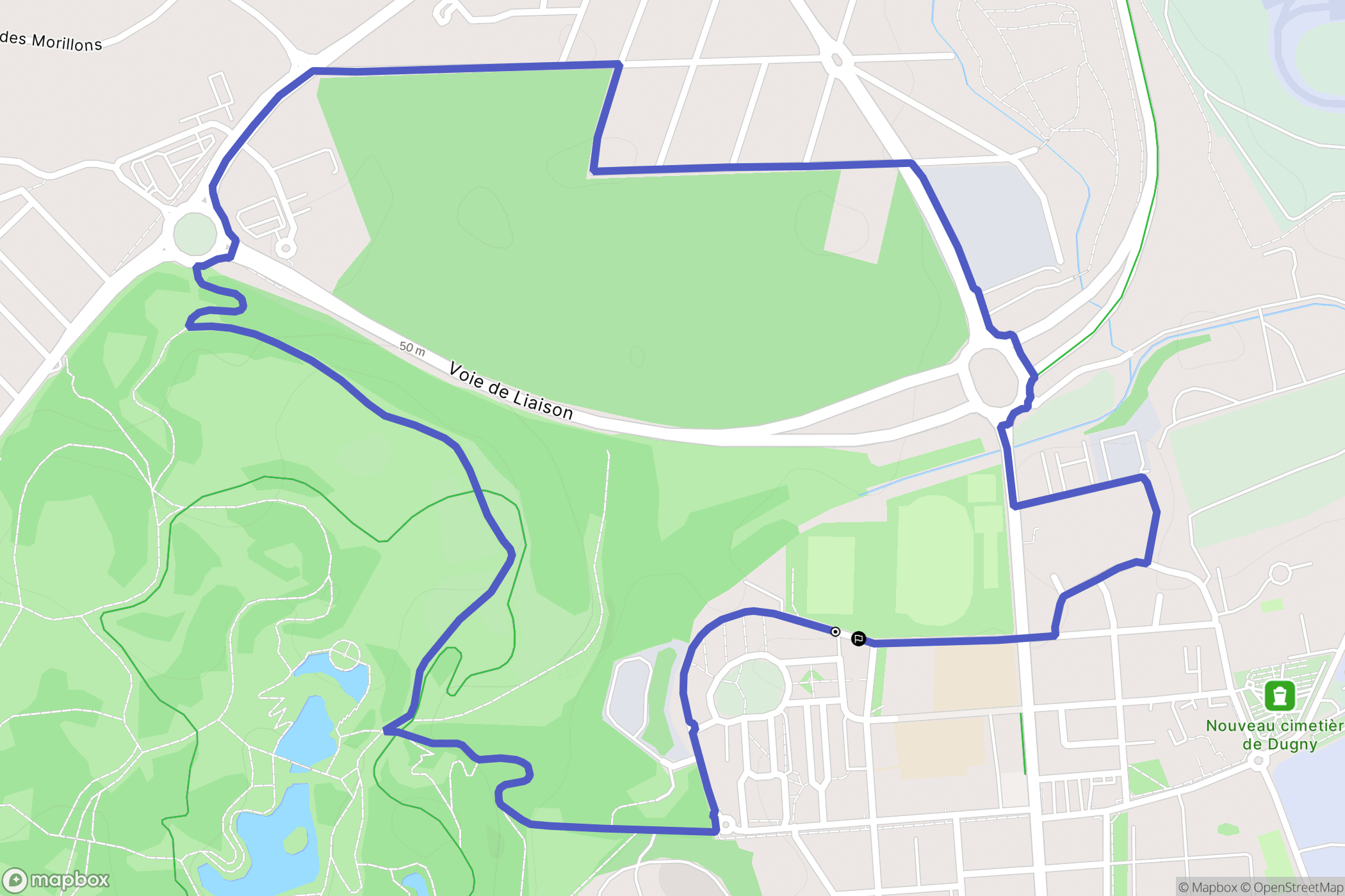 Dugny : carte du parcours de randonnée - France