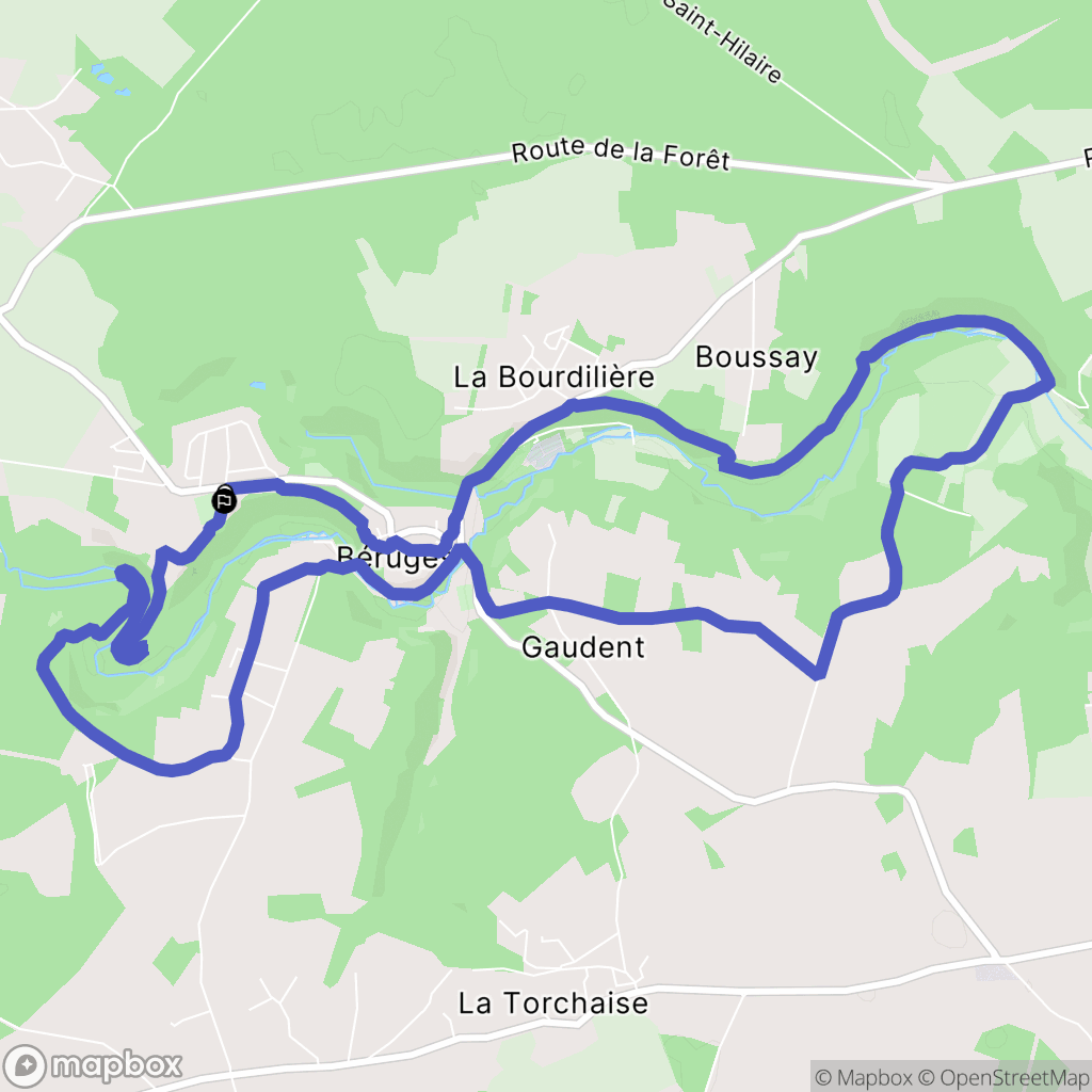 Béruges : carte du parcours de randonnée - France