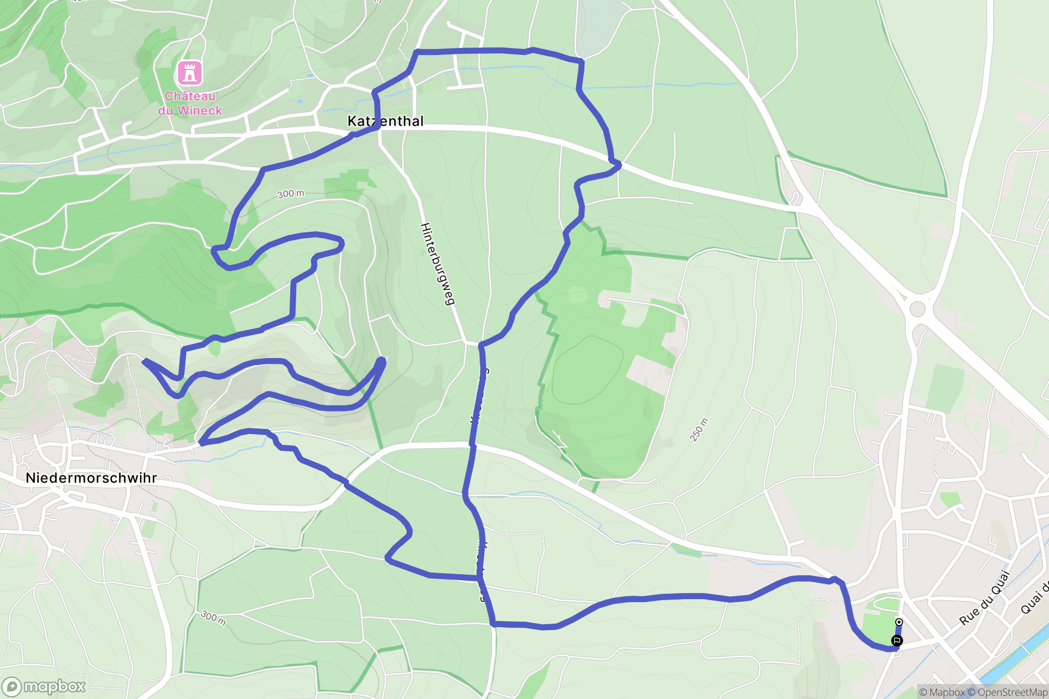 Ingersheim : carte du parcours de randonnée - France