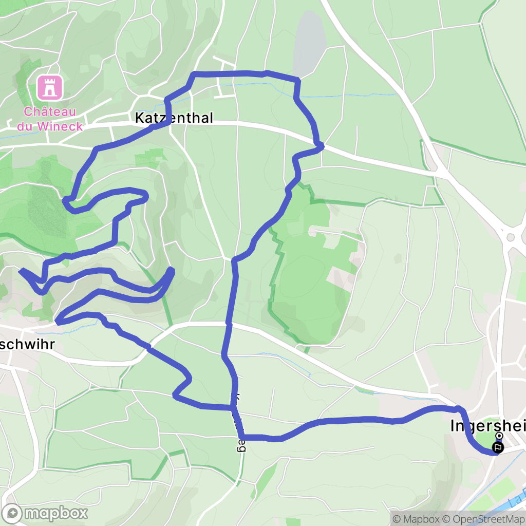 Ingersheim : carte du parcours de randonnée - France