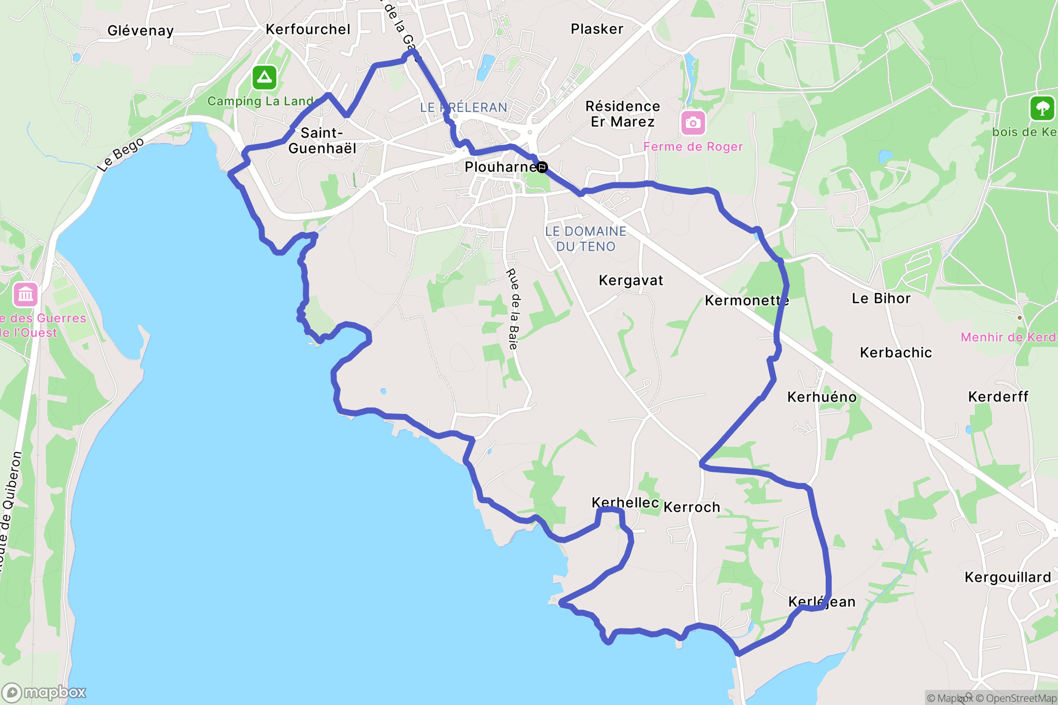 Plouharnel : carte du parcours de randonnée - France