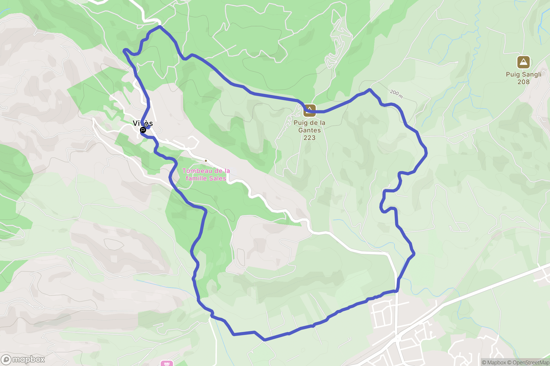 Vives : carte du parcours de randonnée - France