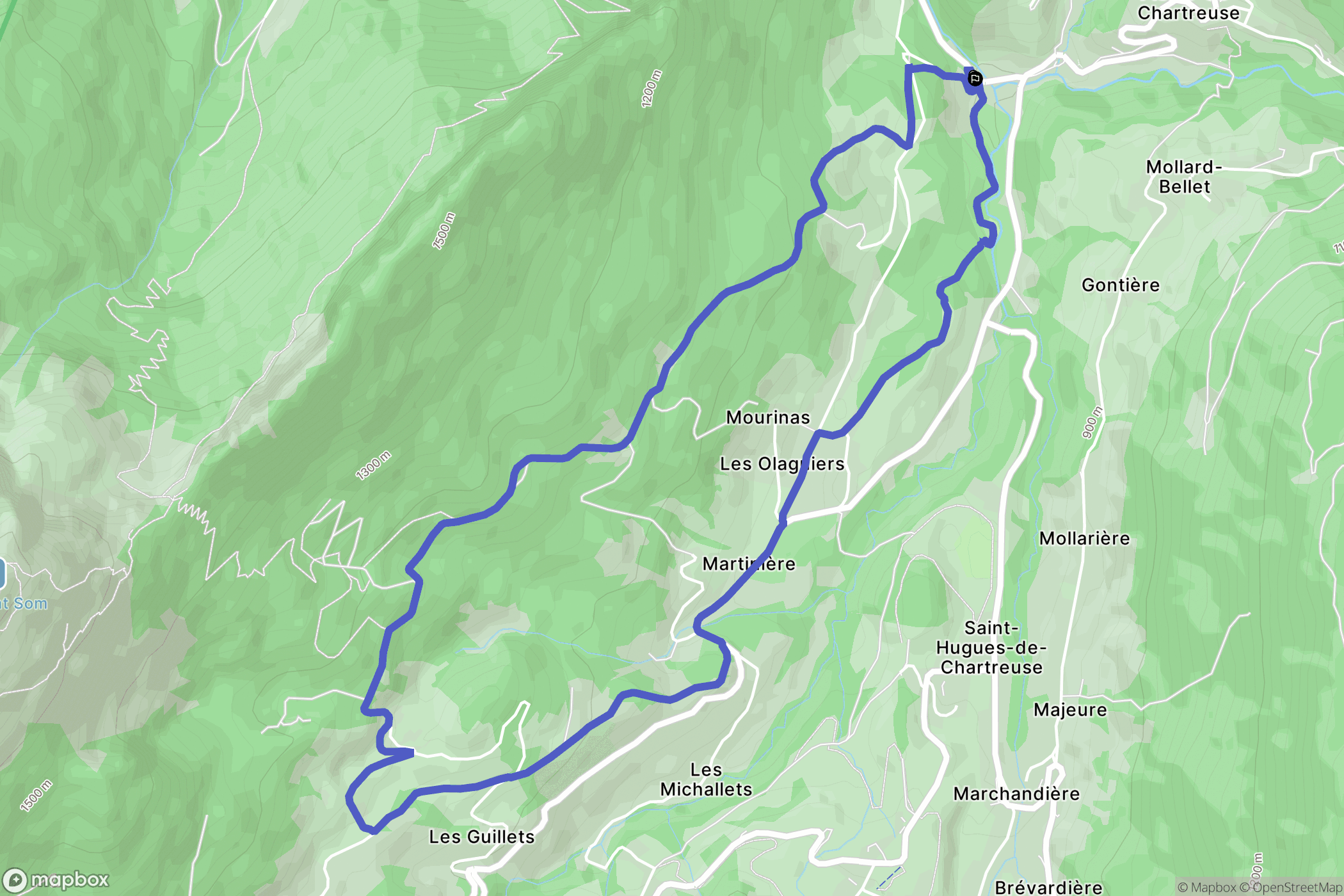 Saint Pierre de Chartreuse : carte du parcours de randonnée - France