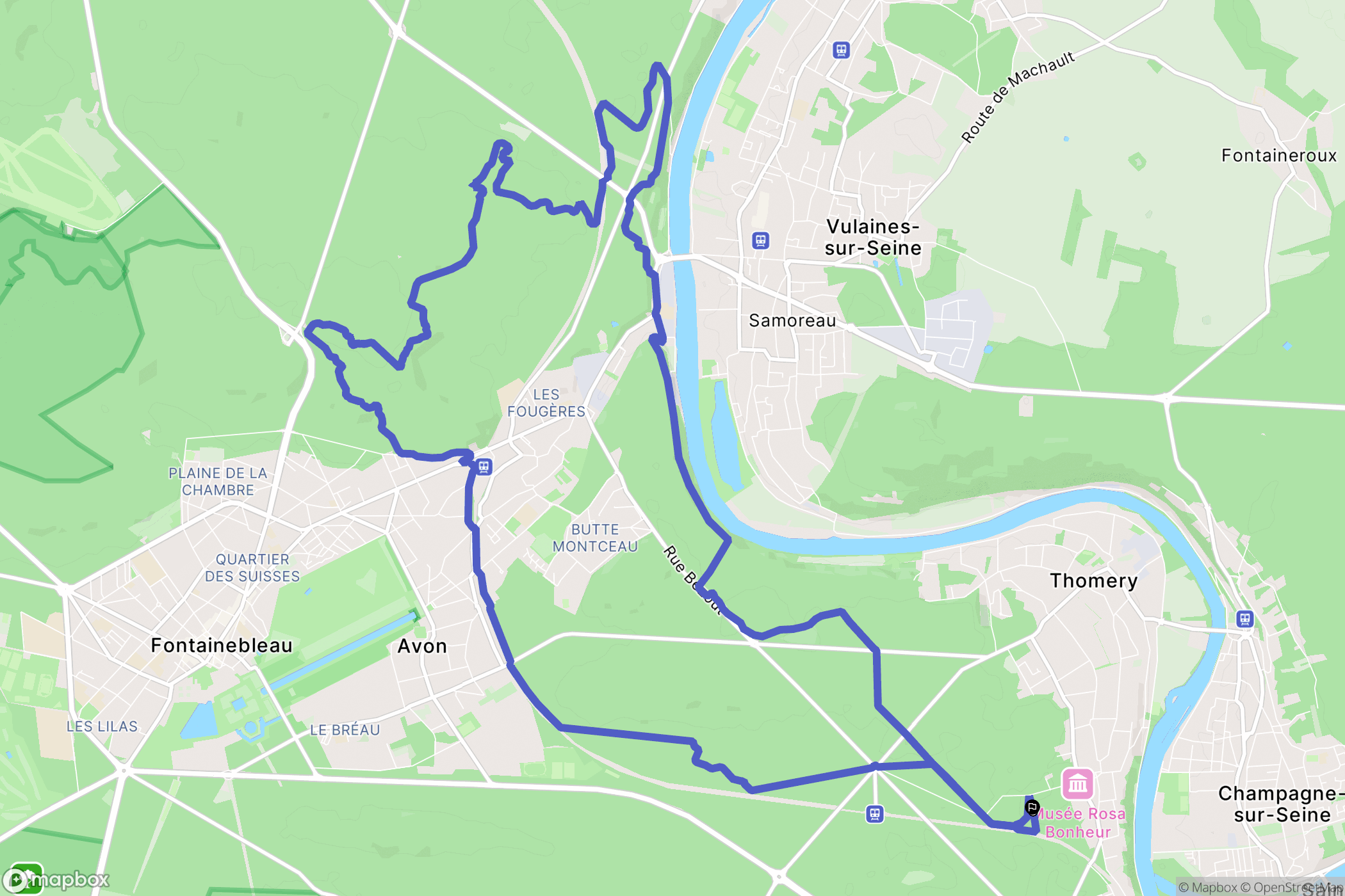 Thomery : carte du parcours de randonnée - France
