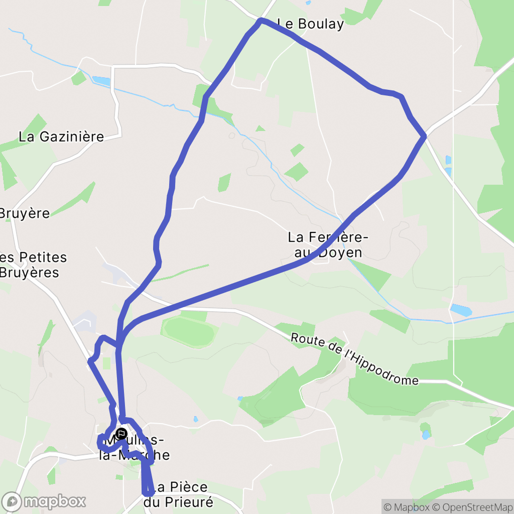 Moulins la Marche : carte du parcours de randonnée - France