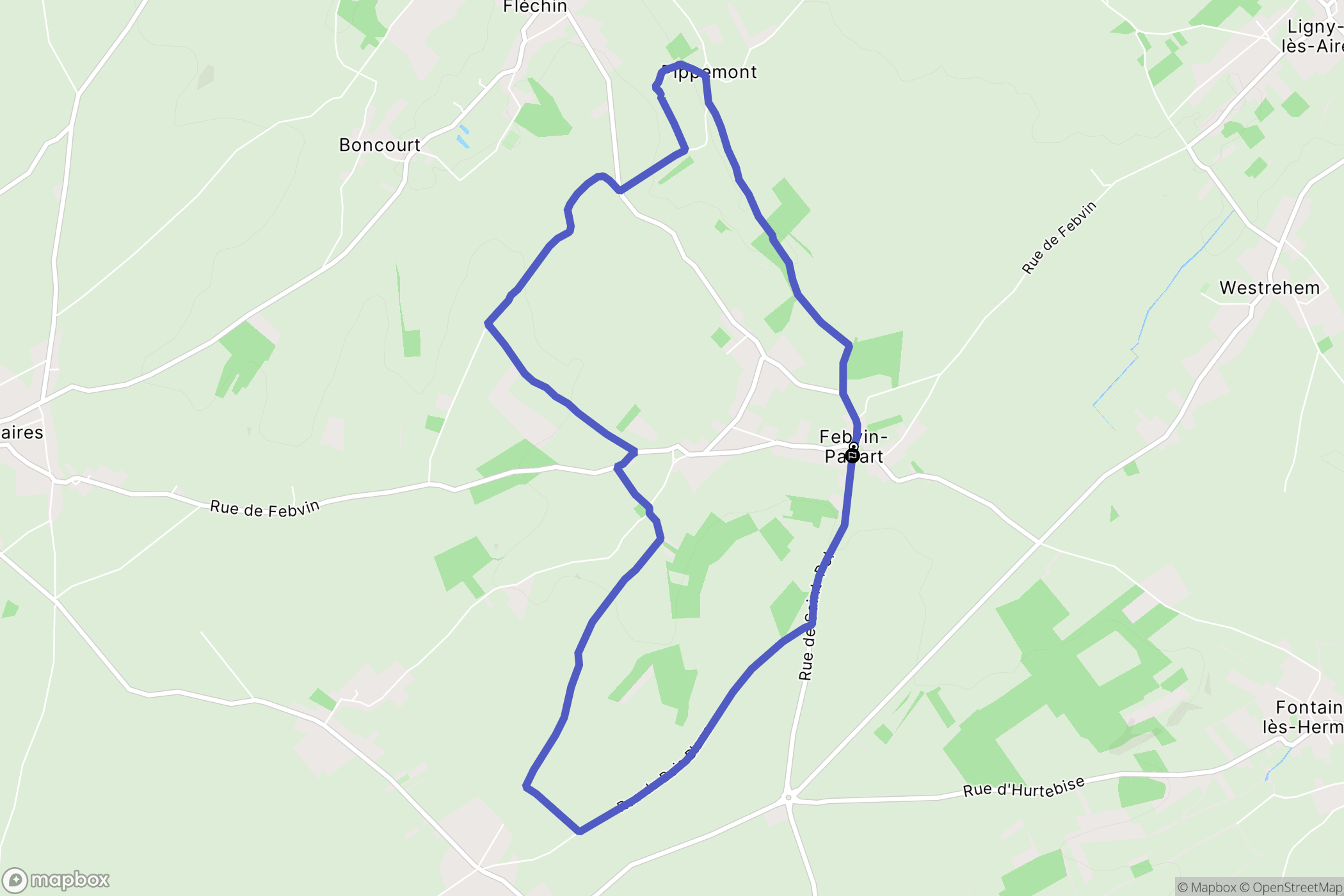 Febvin Palfart : carte du parcours de randonnée - France
