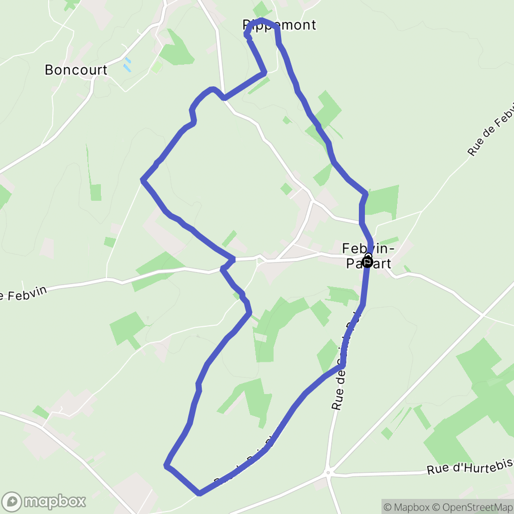 Febvin Palfart : carte du parcours de randonnée - France
