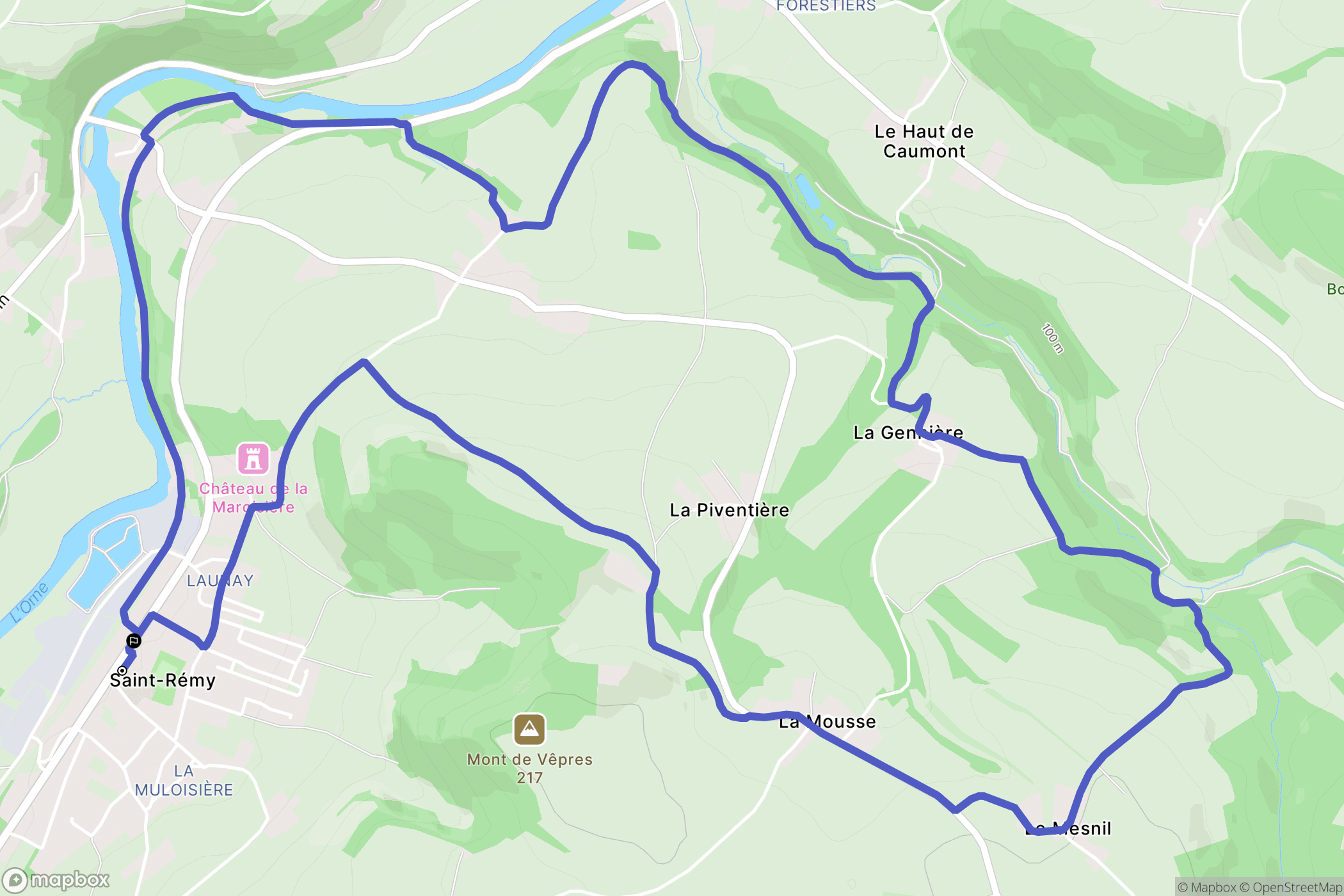 Saint-Remy : carte du parcours de randonnée - France