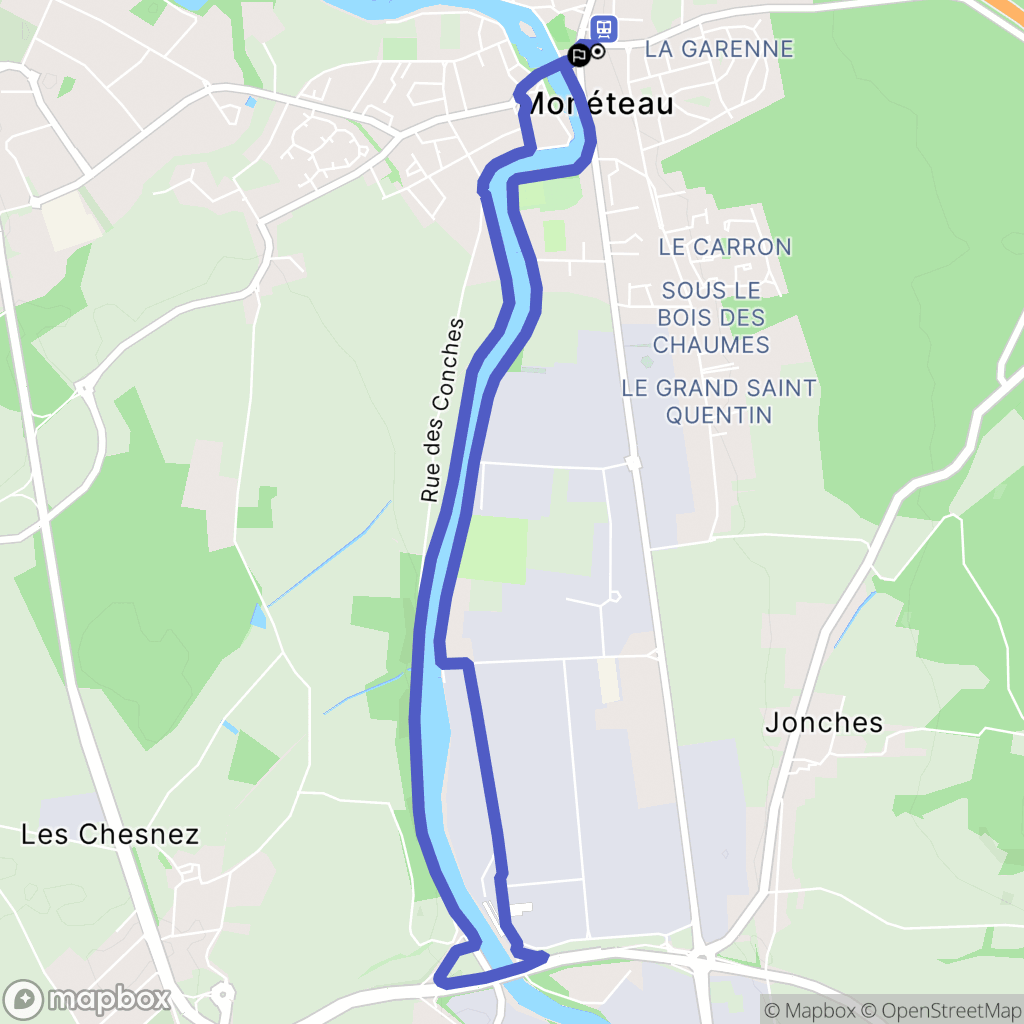 Monéteau : carte du parcours de randonnée - France
