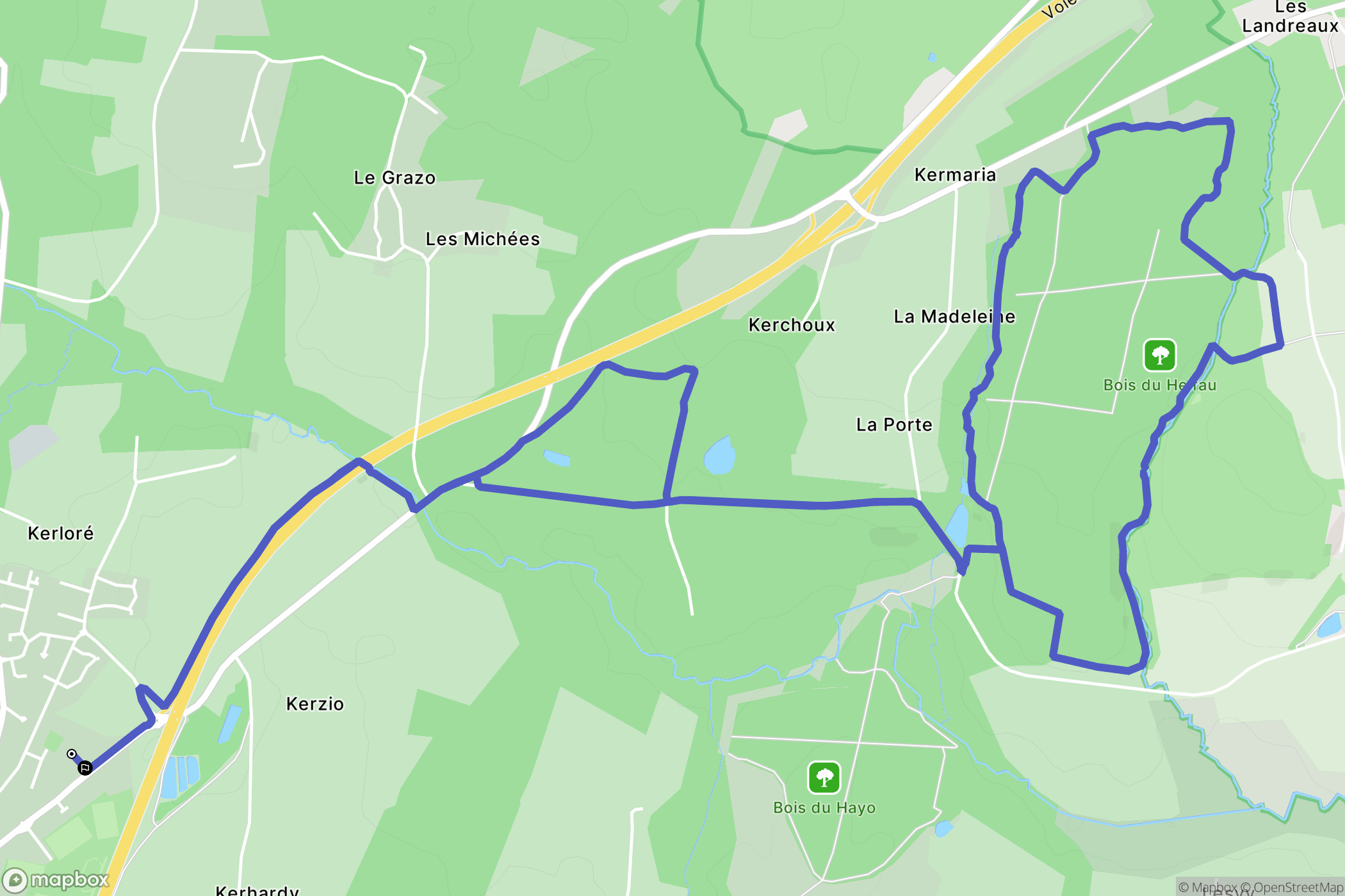 Elven : carte du parcours de randonnée - France