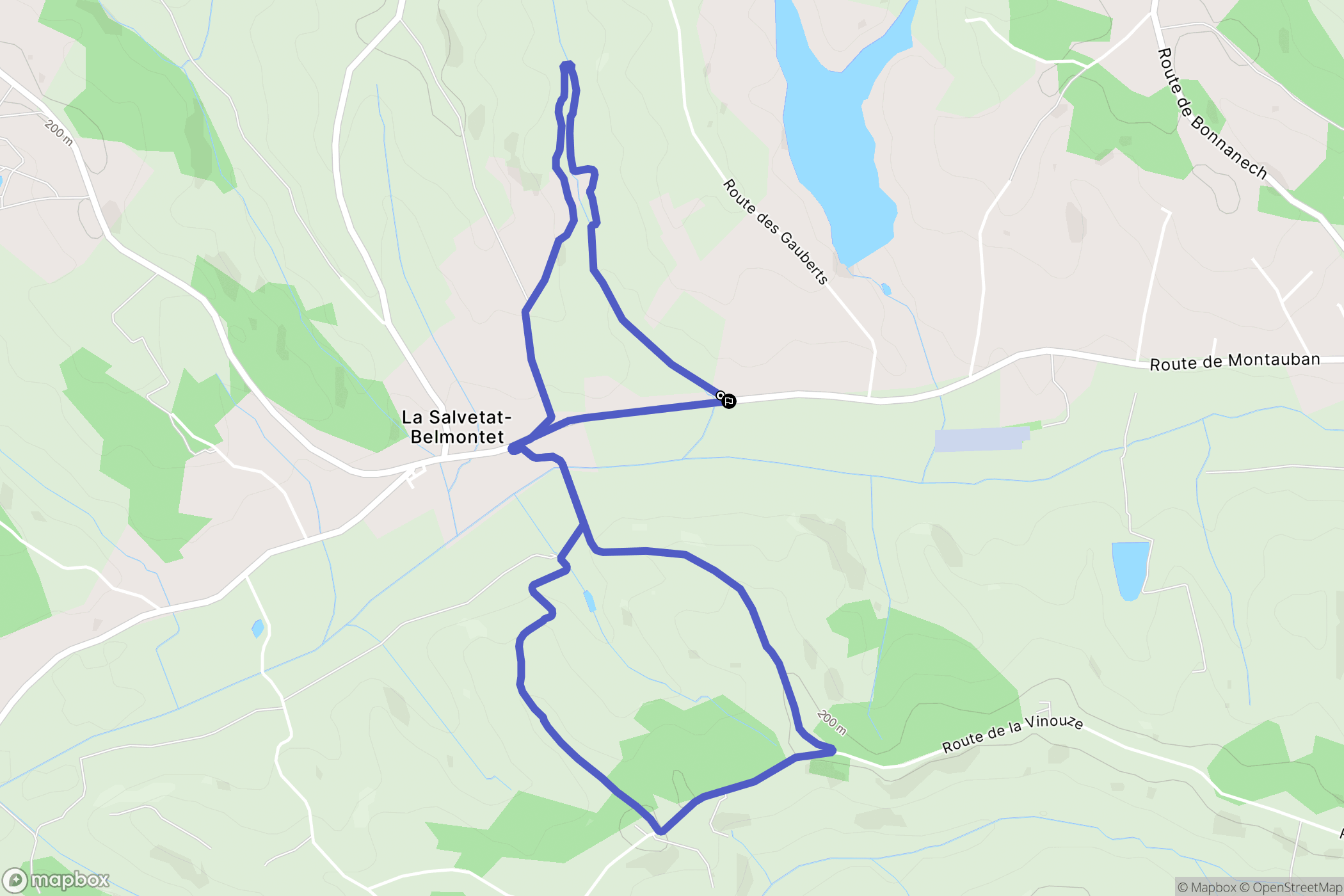 La Salvetat-Belmontet : carte du parcours de randonnée - France