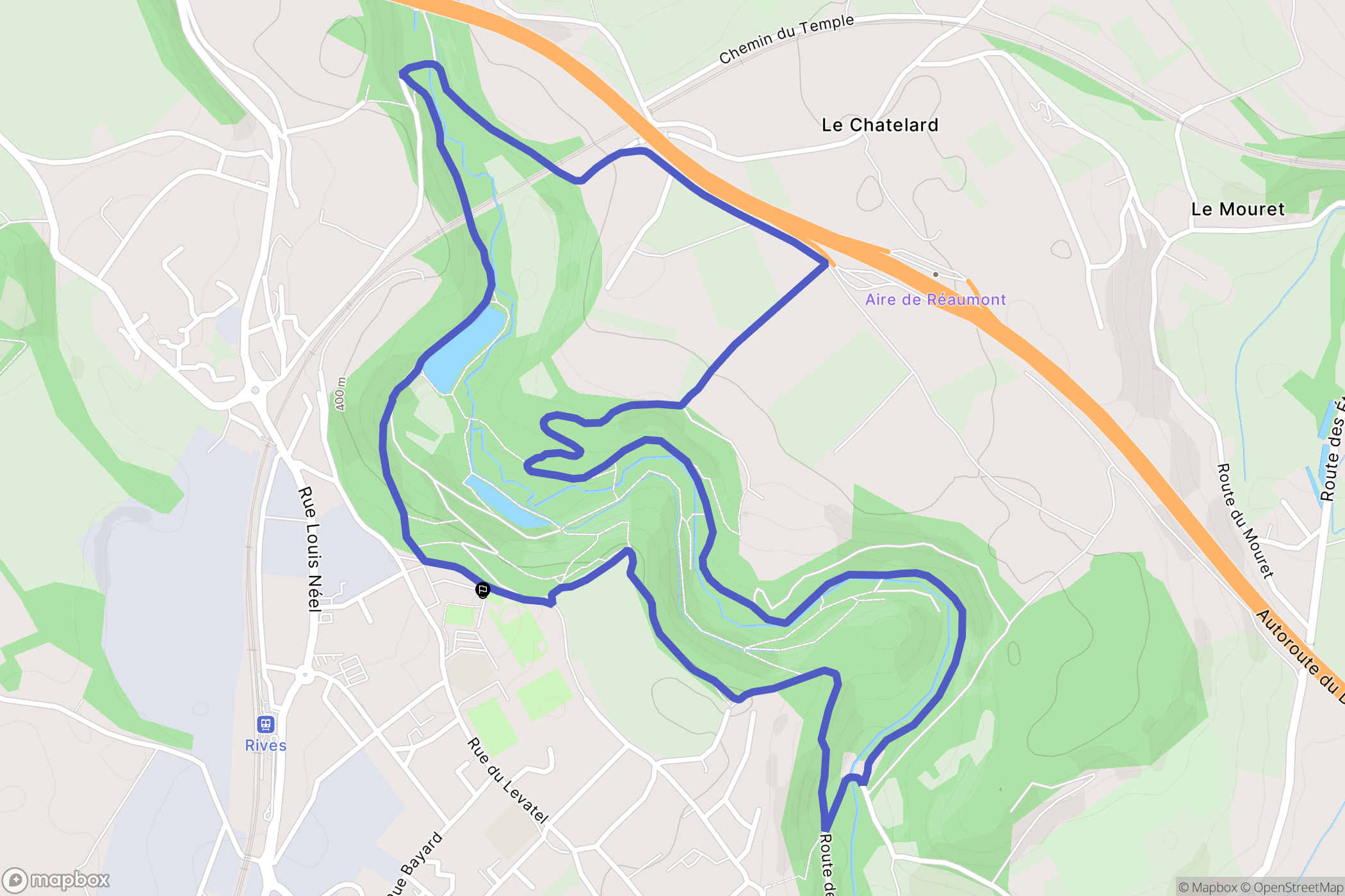 Rives : carte du parcours de randonnée - France