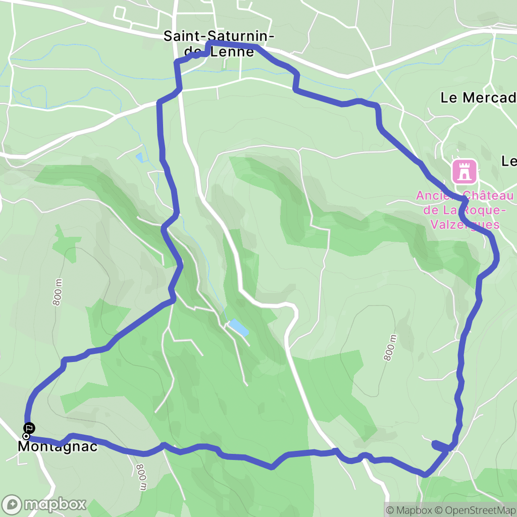 Saint-Saturnin-de-Lenne : carte du parcours de randonnée - France