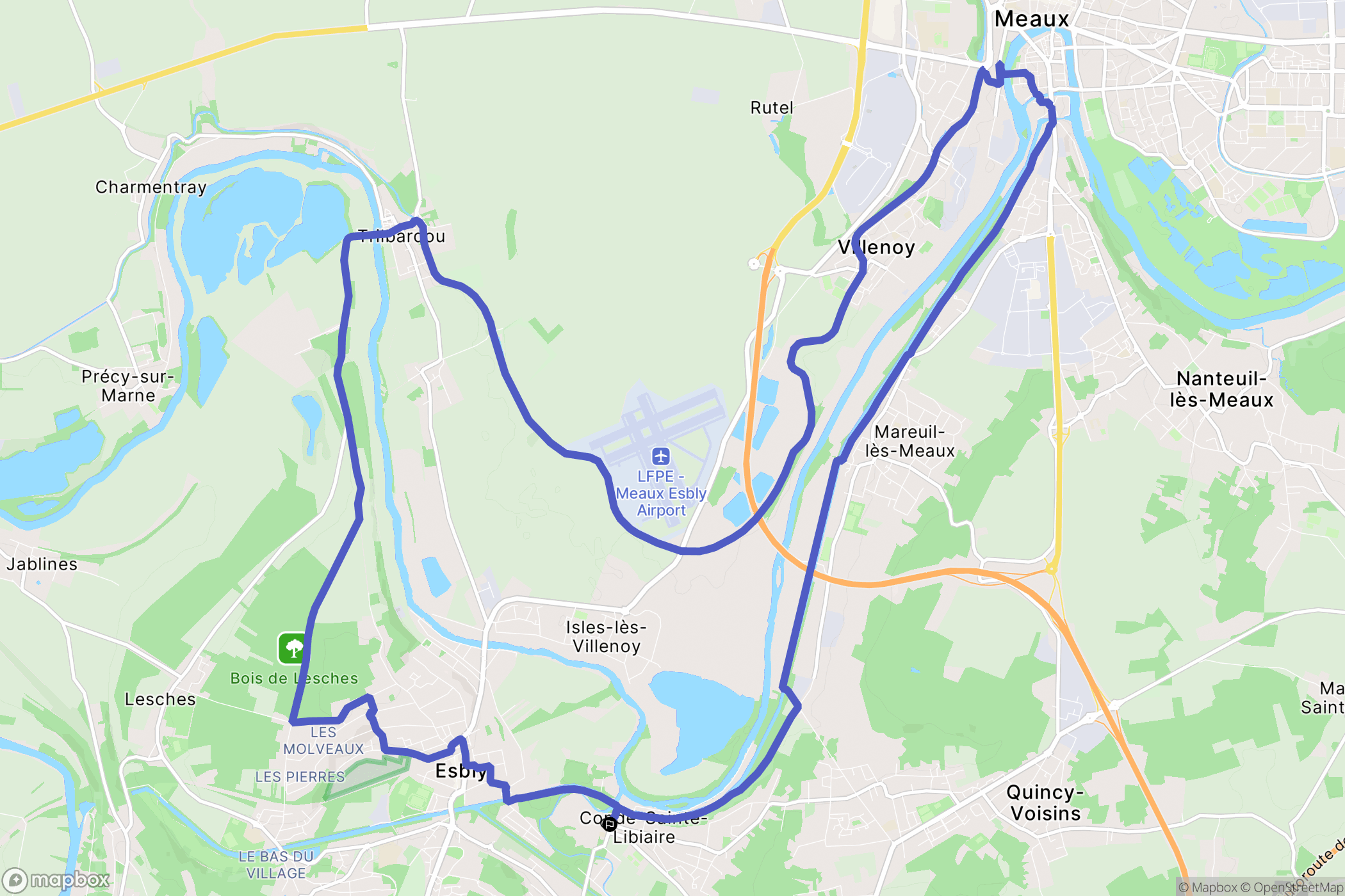 Condé-Sainte-Libiaire : carte du parcours de randonnée - France