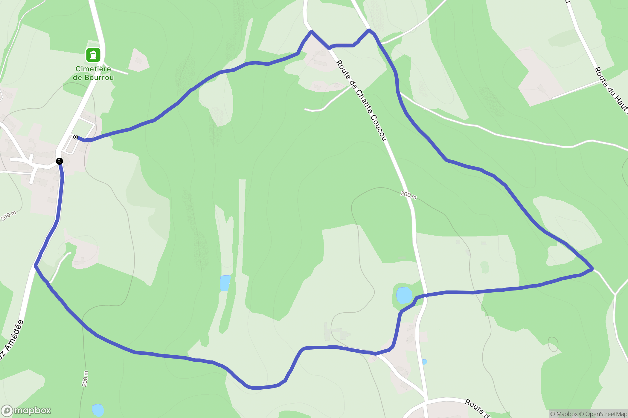 Bourrou : carte du parcours de randonnée - France