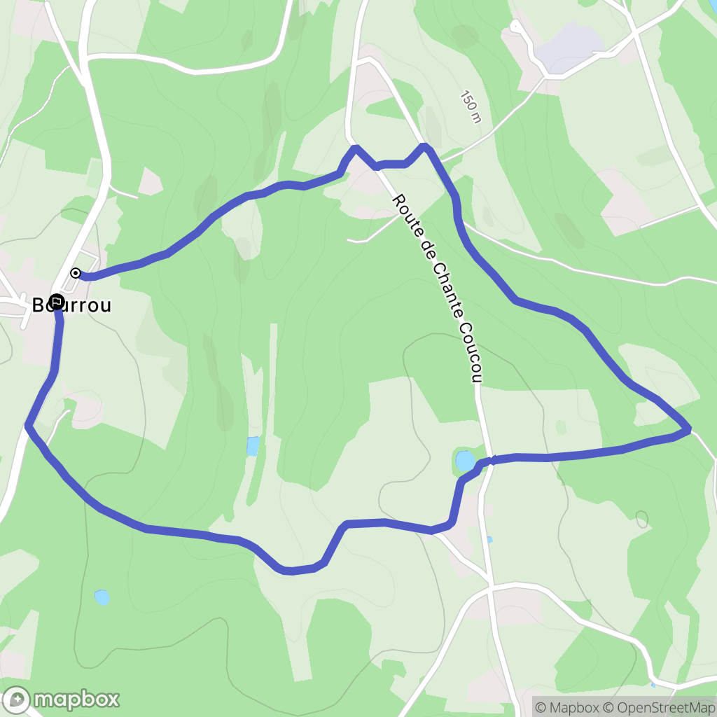 Bourrou : carte du parcours de randonnée - France