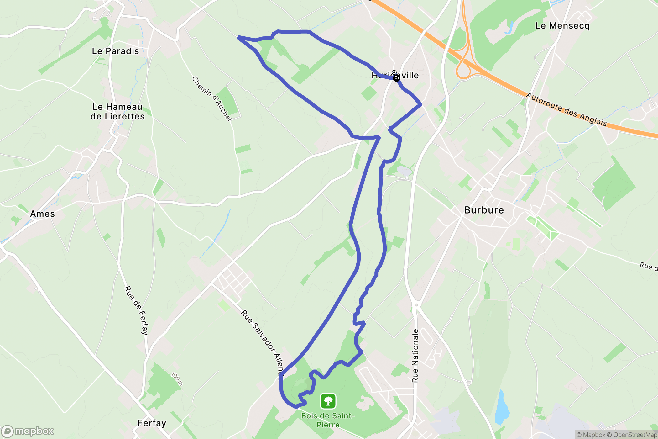 Lillers : carte du parcours de randonnée - France