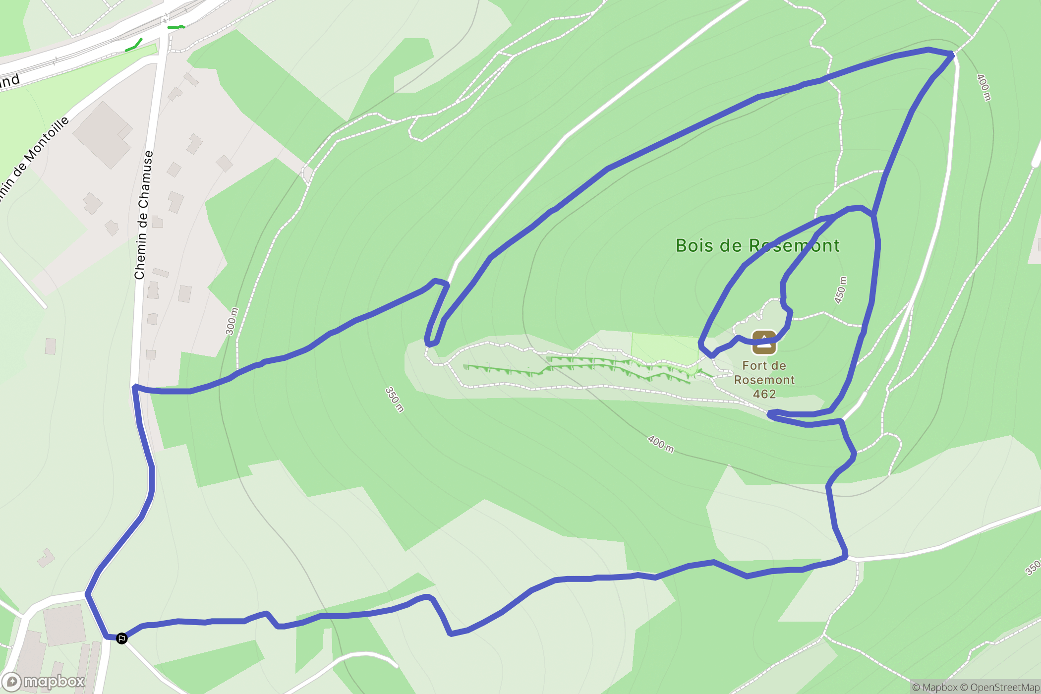Besançon : carte du parcours de randonnée - France