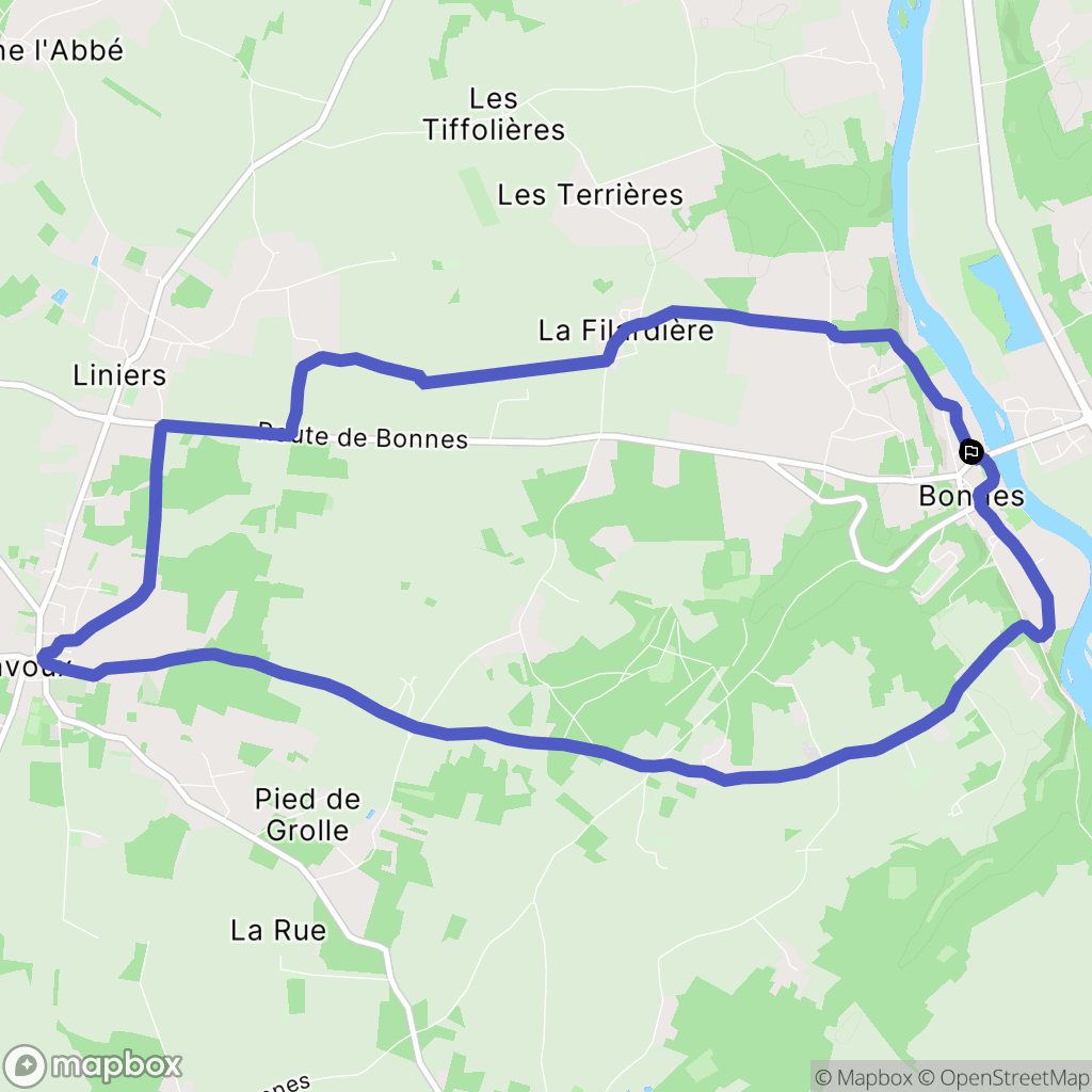 Bonnes : carte du parcours de randonnée - France