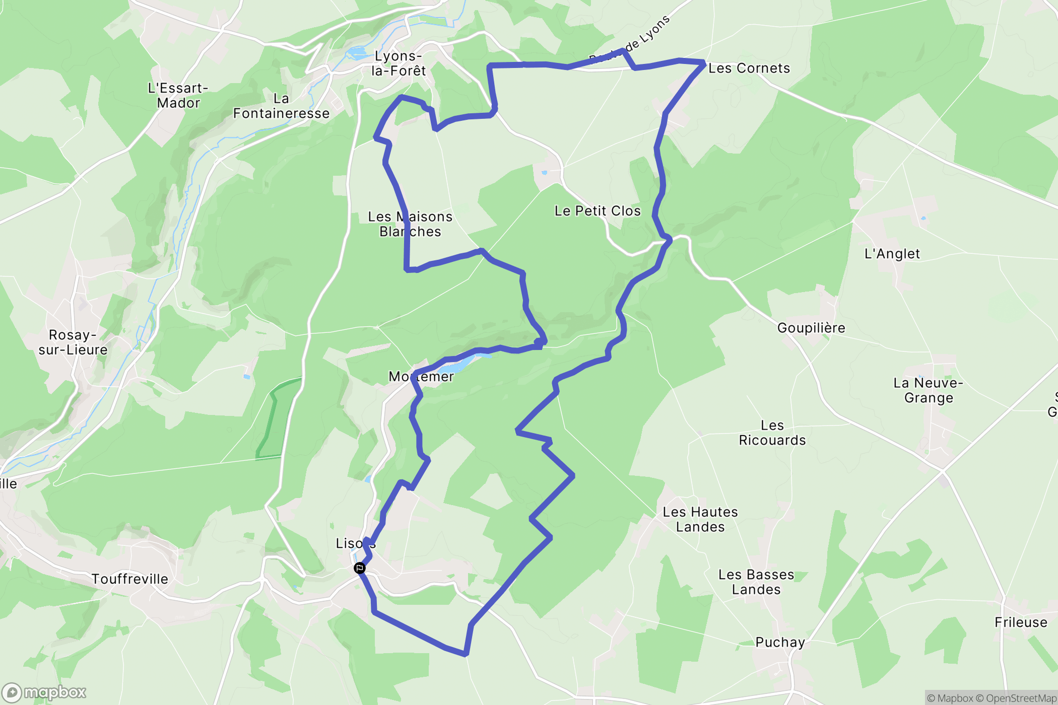 Lisors : carte du parcours de randonnée - France