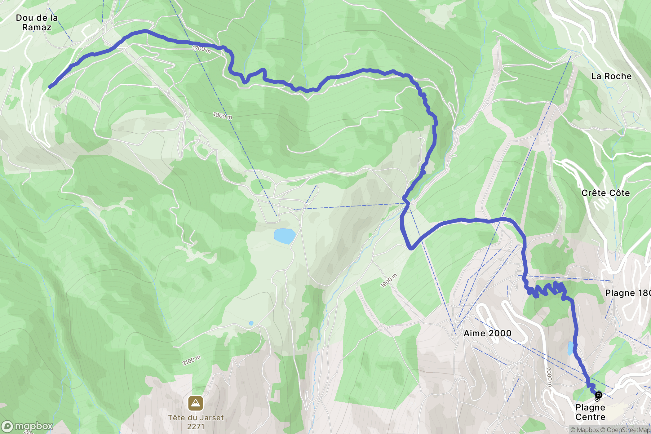 La Plagne-Tarentaise : carte du parcours de randonnée - France