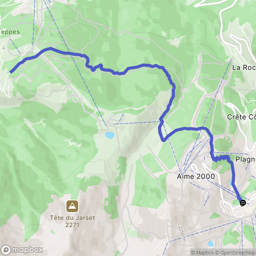 La Plagne-Tarentaise : carte du parcours de randonnée - France