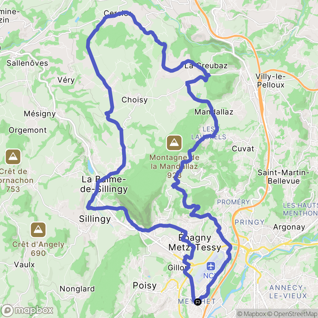 Annecy : carte du parcours de randonnée - France