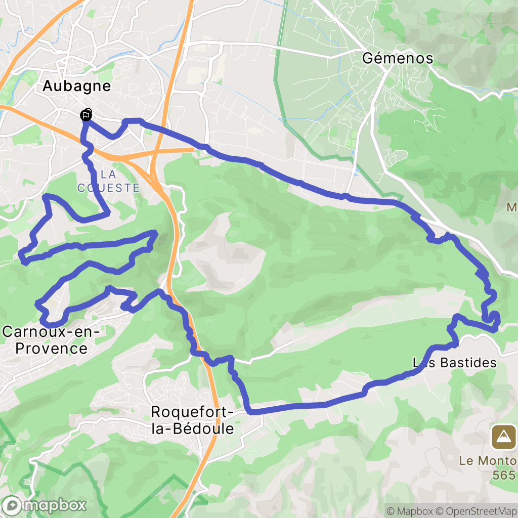 Aubagne : carte du parcours de randonnée - France