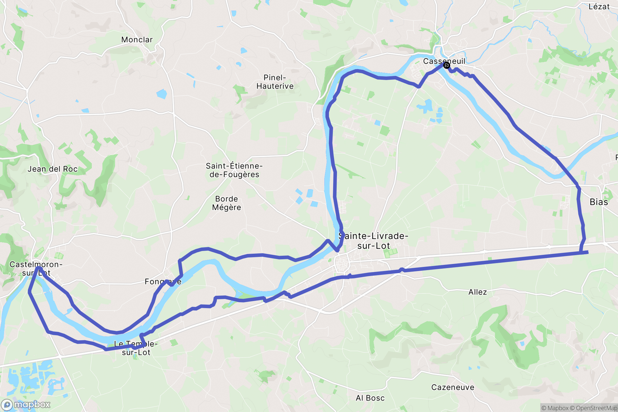 Casseneuil : carte du parcours de randonnée - France