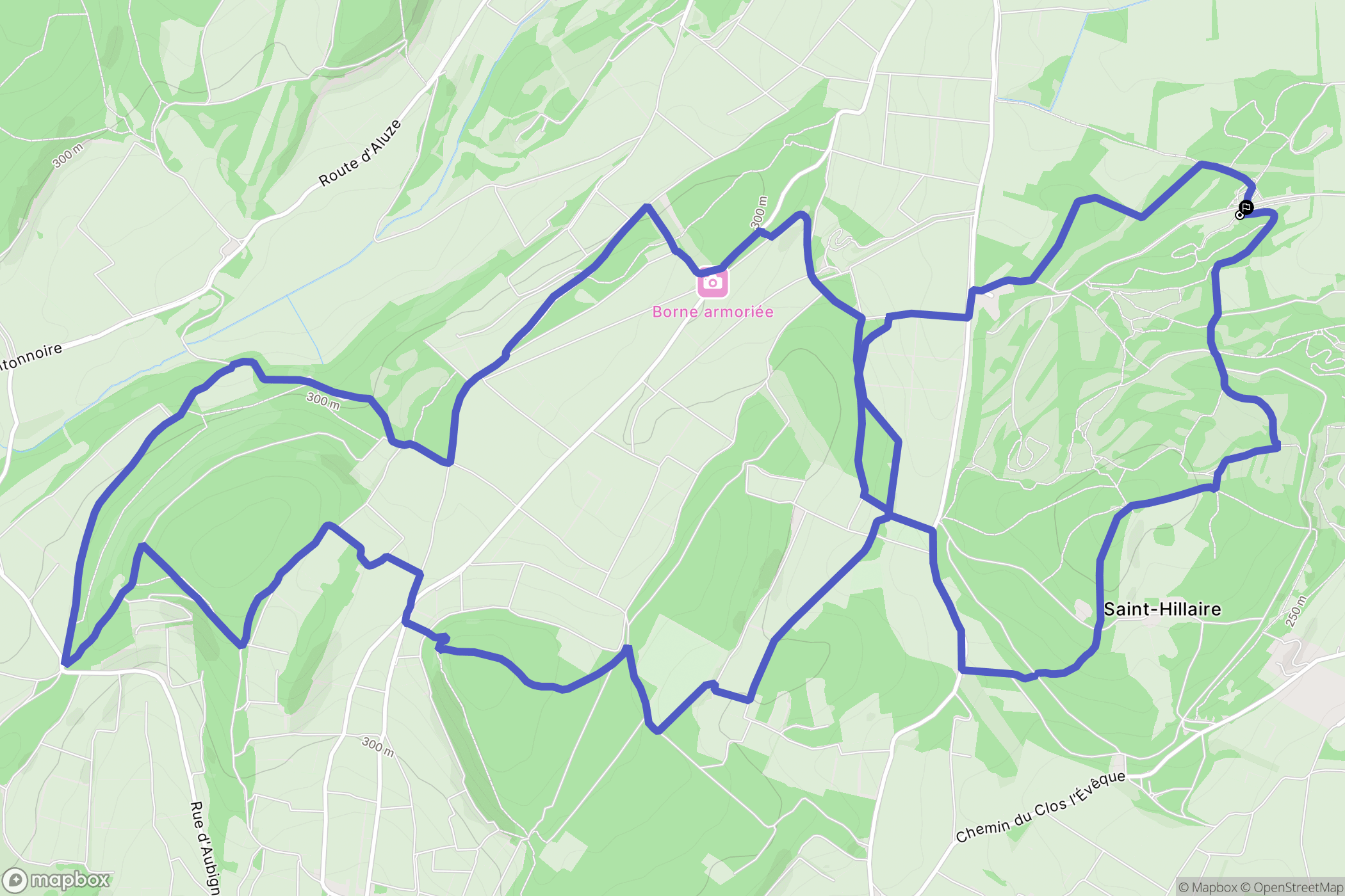 Fontaines : carte du parcours de randonnée - France