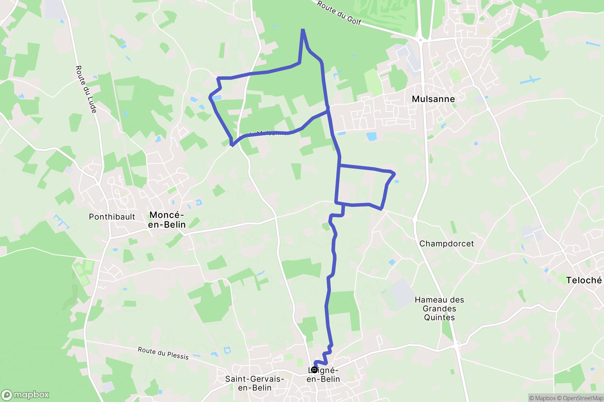 Laigné-en-Belin : carte du parcours de randonnée - France