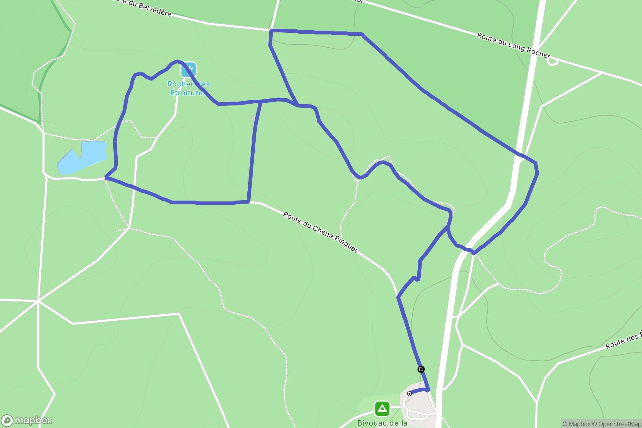 Fontainebleau : carte du parcours de randonnée - France