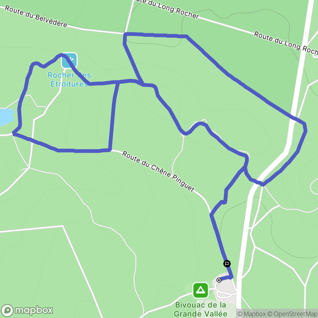 Fontainebleau : carte du parcours de randonnée - France