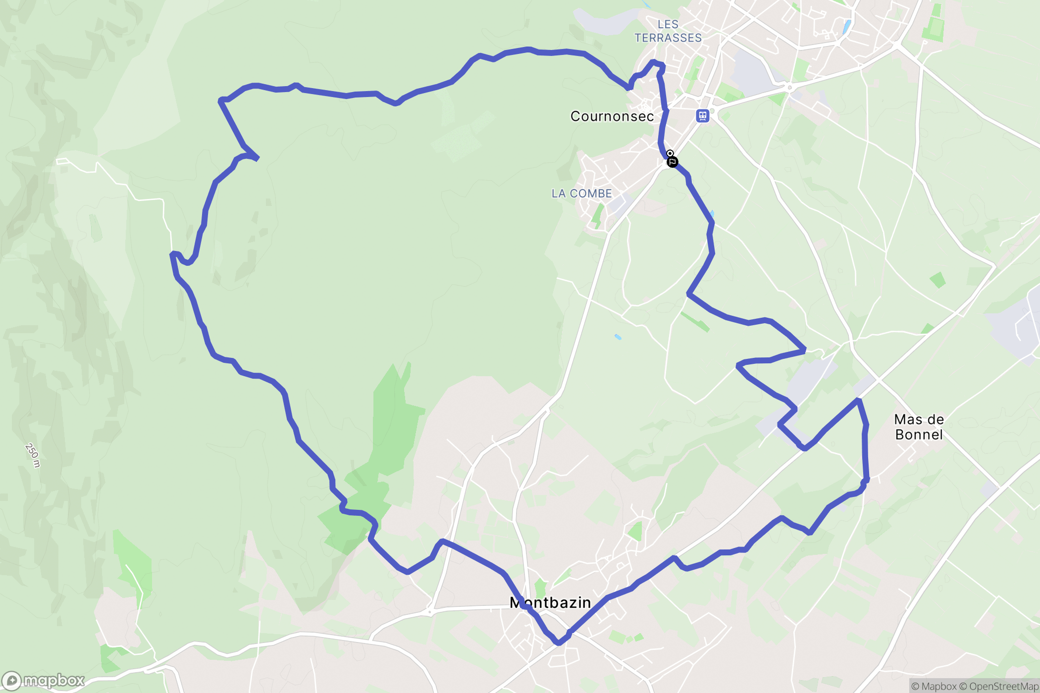 Cournonsec : carte du parcours de randonnée - France