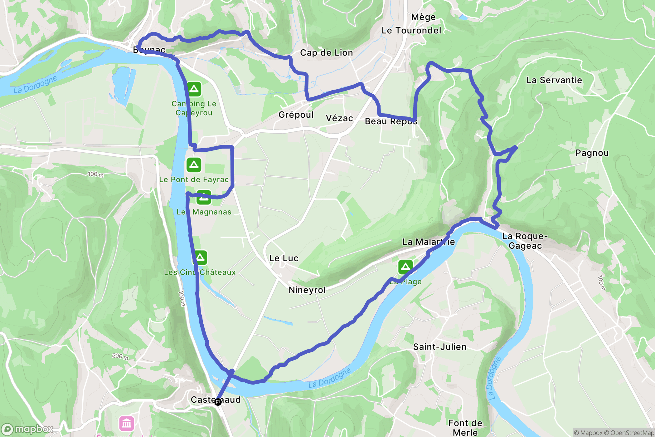Castelnaud La Chapelle : carte du parcours de randonnée - France