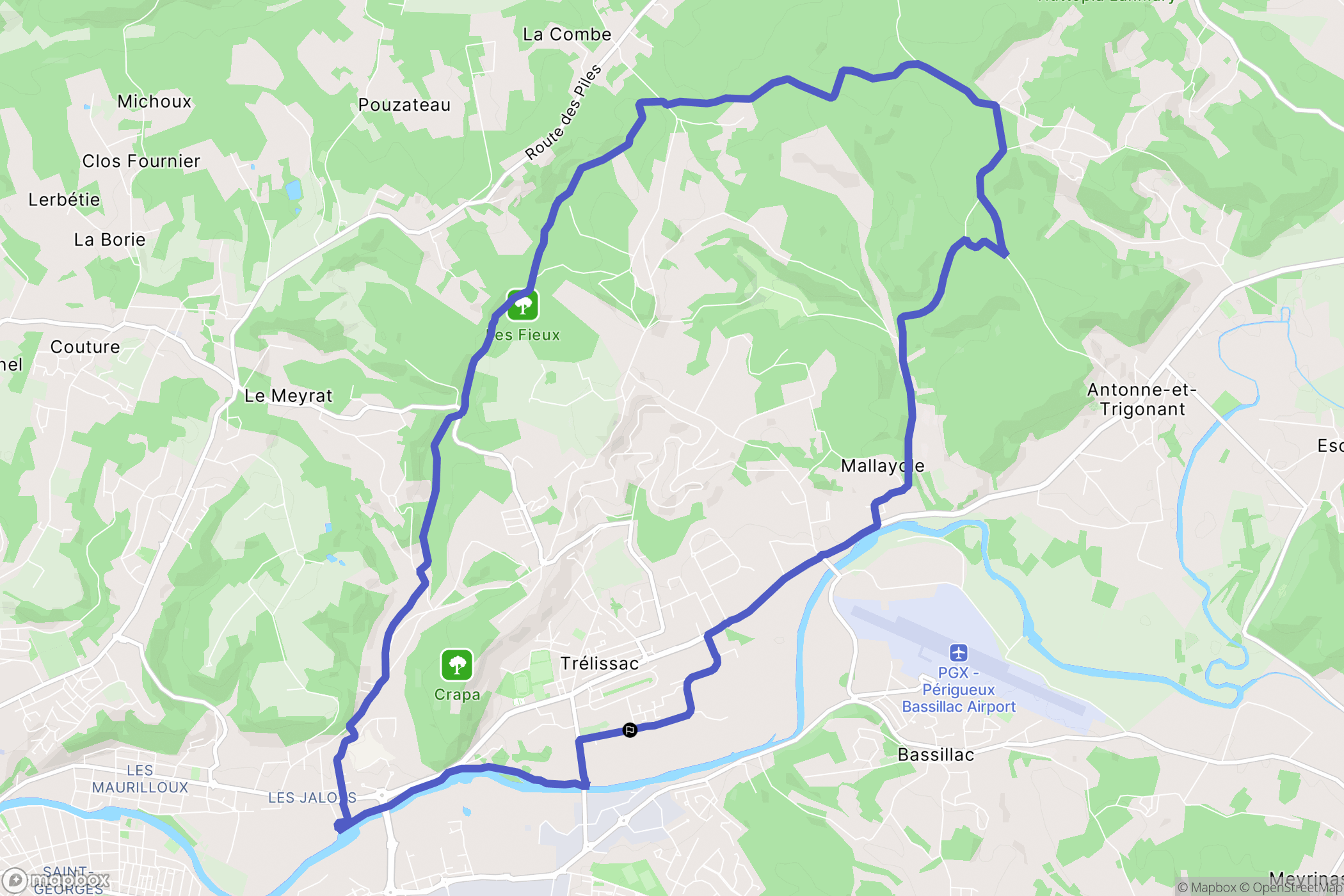 Trélissac : carte du parcours de randonnée - France
