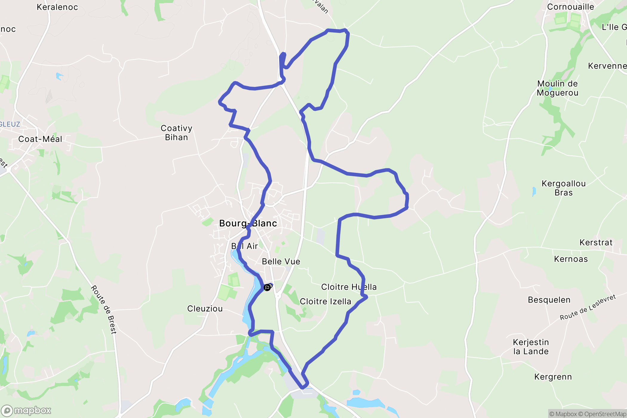 Bourg-Blanc : carte du parcours de randonnée - France