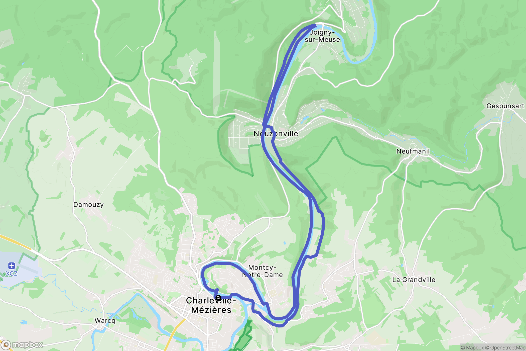 Charleville-Mézières : carte du parcours de randonnée - France