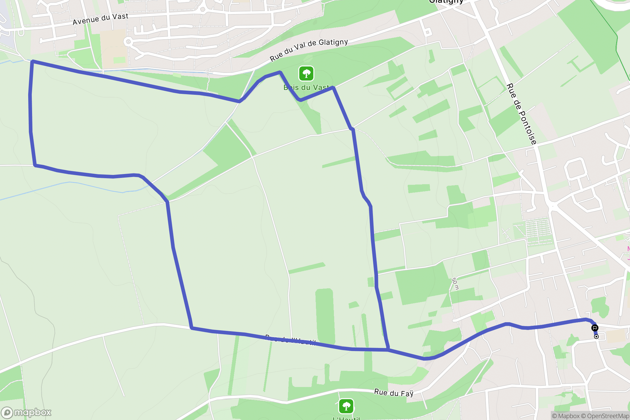 Maurecourt : carte du parcours de randonnée - France