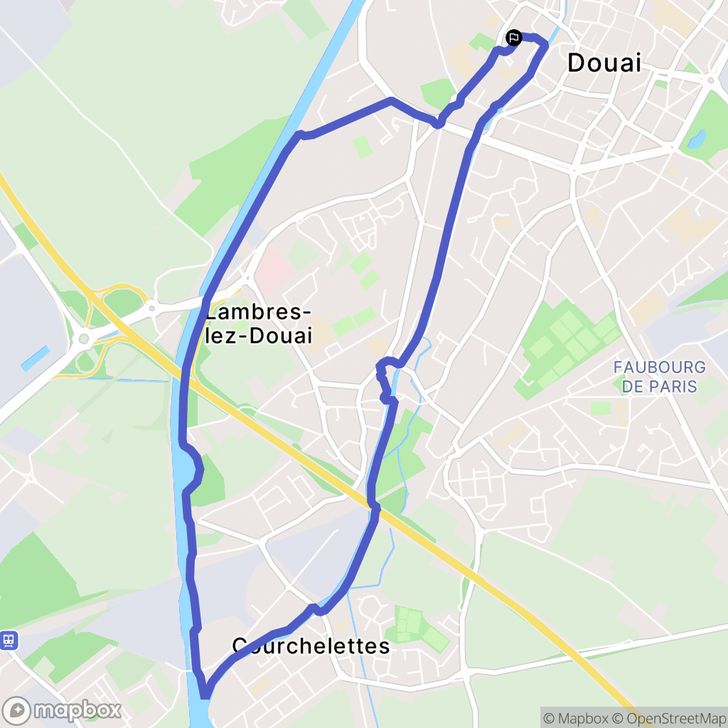 Douai : carte du parcours de randonnée - France