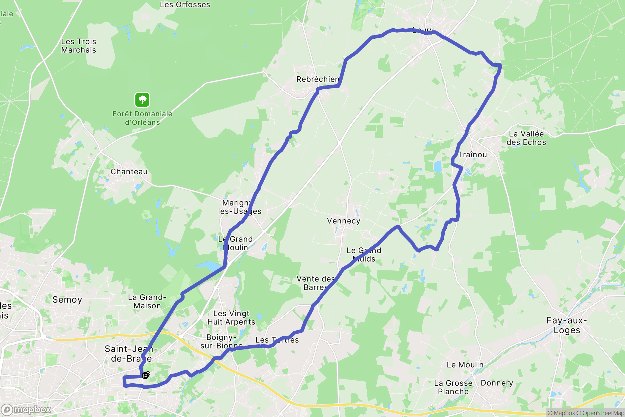 Saint-Jean-de-Braye : carte du parcours de randonnée - France