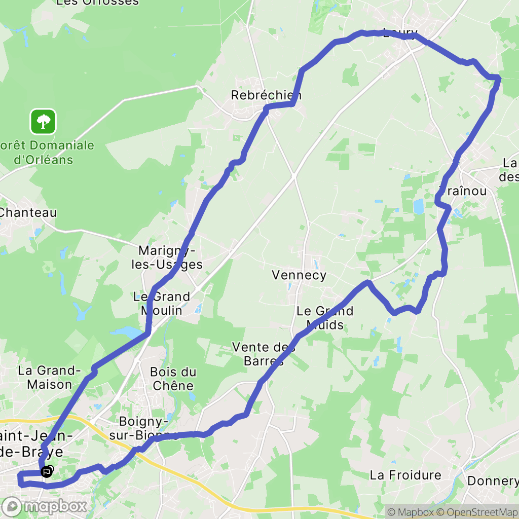 Saint-Jean-de-Braye : carte du parcours de randonnée - France