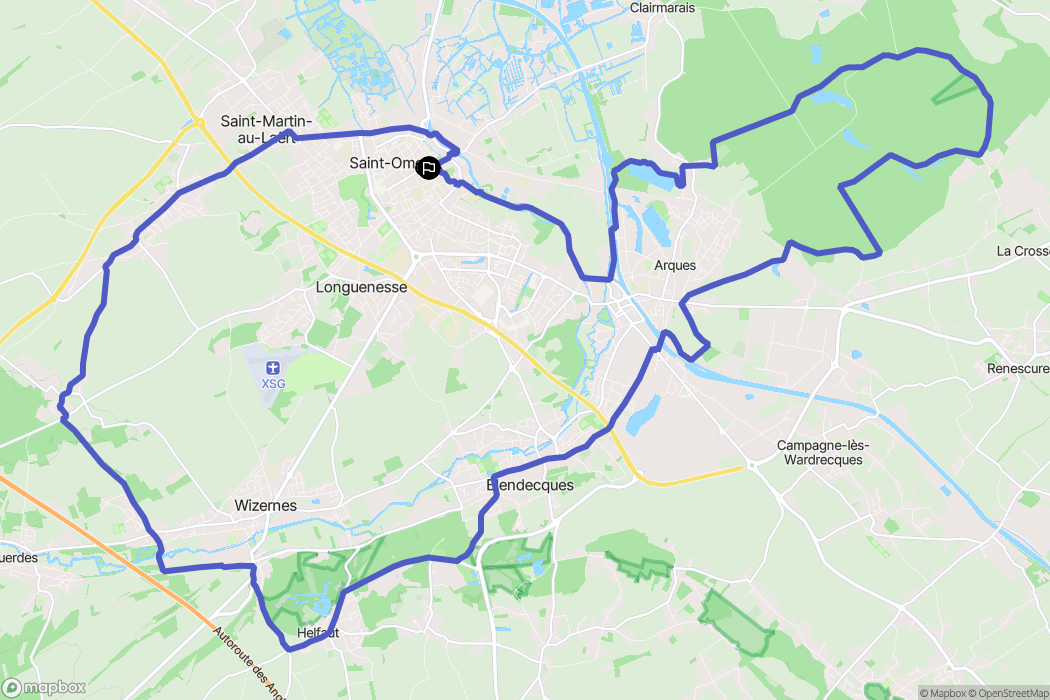 Saint-Omer : carte du parcours de randonnée - France