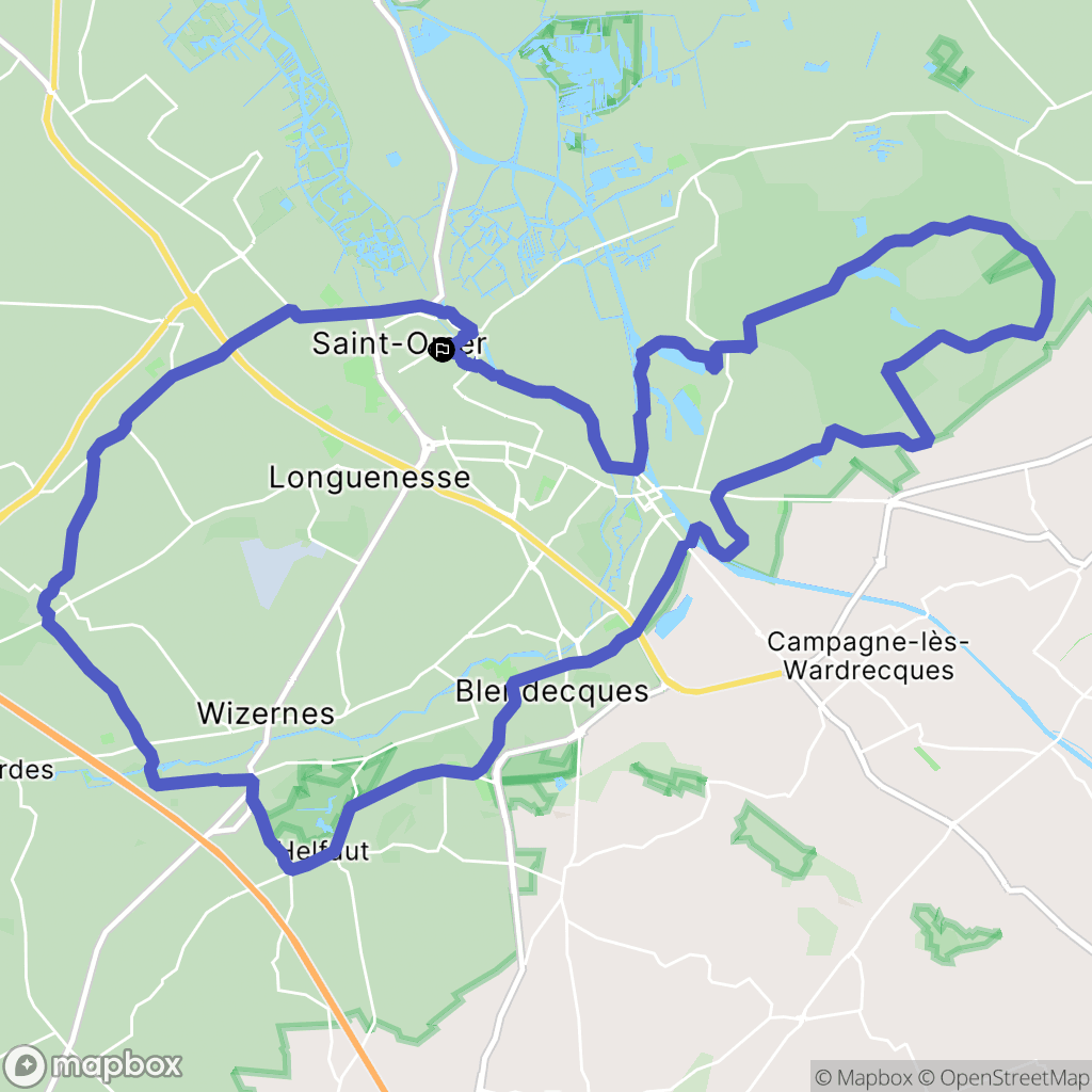 Saint-Omer : carte du parcours de randonnée - France