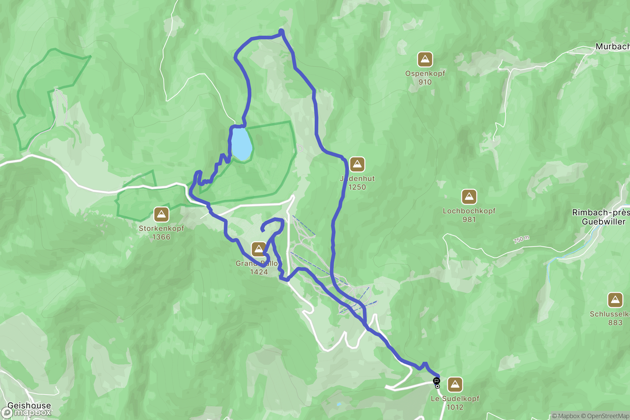 Thann : carte du parcours de randonnée - France